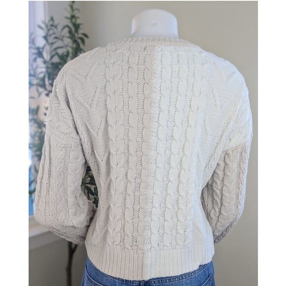 Moon & Madison Sweater White Beige Colorblock Cable Knit Chenille Size Large - Picture 4 of 7